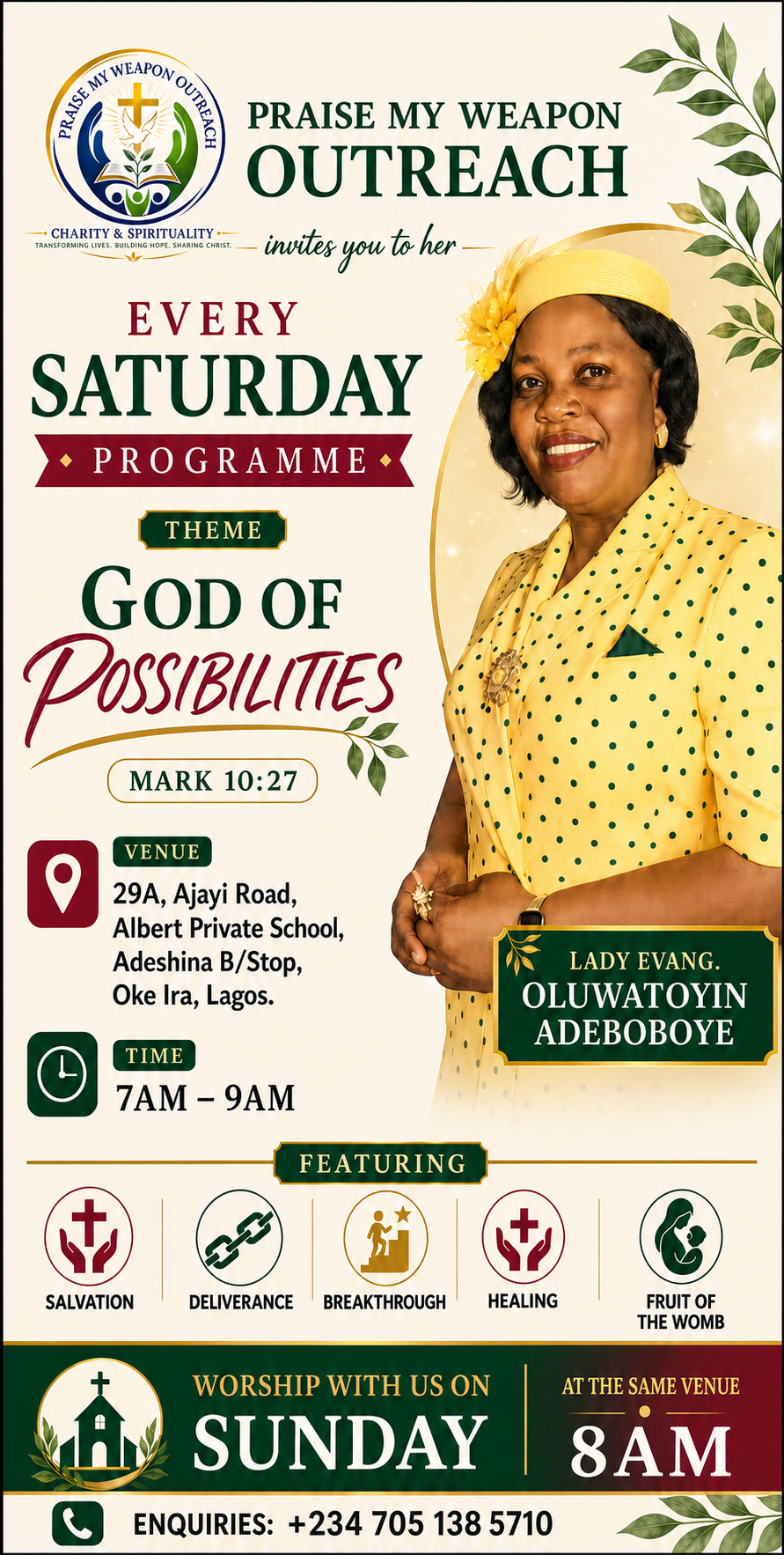 Every Saturday Programme: God of Possibilities